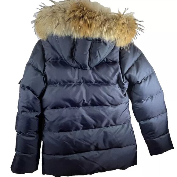 PYRENEX Jacket Womens Size 4/6 Small Navy Down Bomber Hooded Puffer Gorpcore Ski - Picture 2 of 12